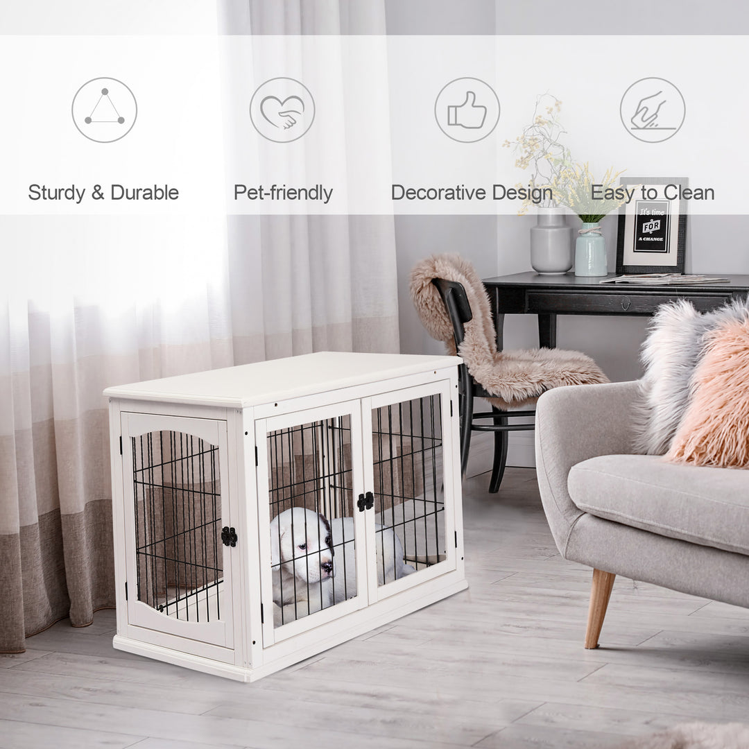 MDF 3-Door Small Indoor Pet Cage White