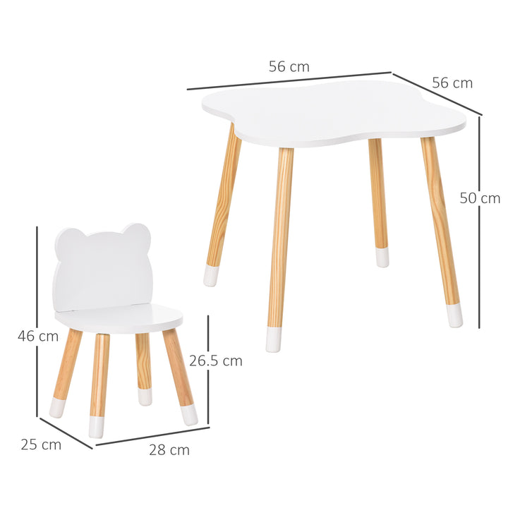 3 Piece Kids Table and Chair Set with 2 Bear-shaped Chairs