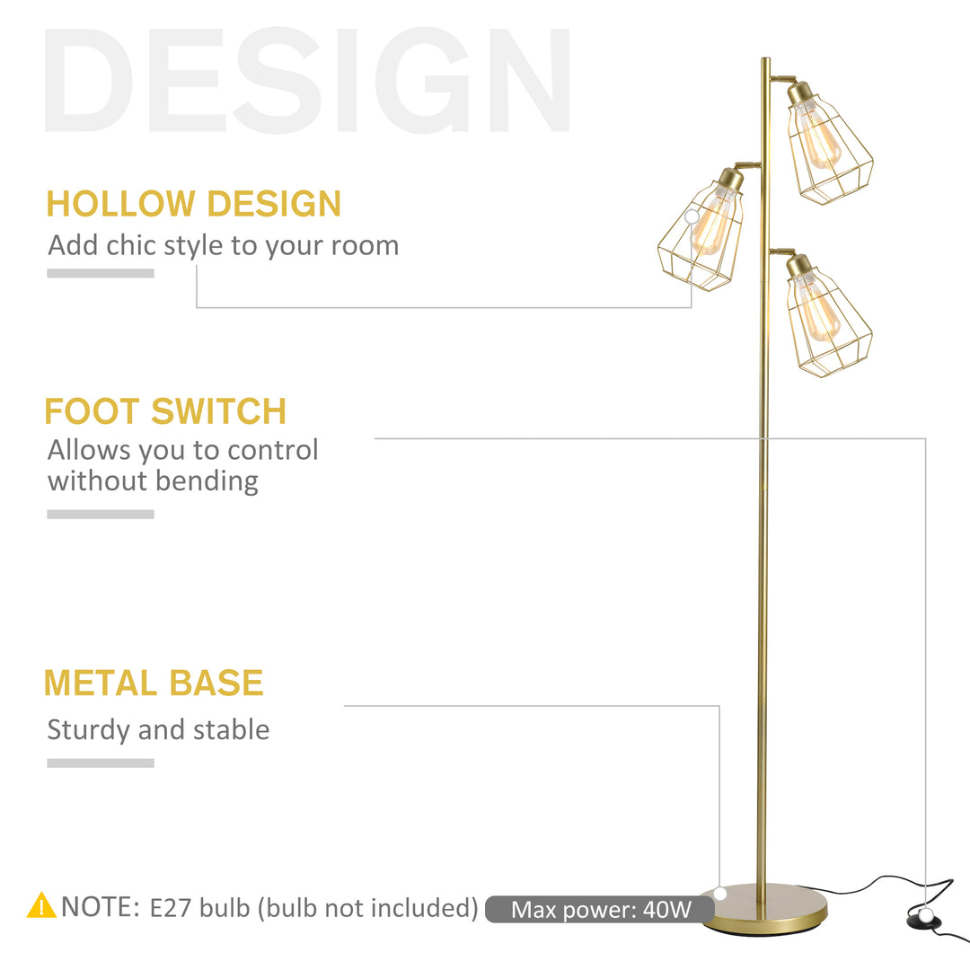 Retro Floor Lamp: Adjustable 3-Light Tree Design for Bedroom Illumination