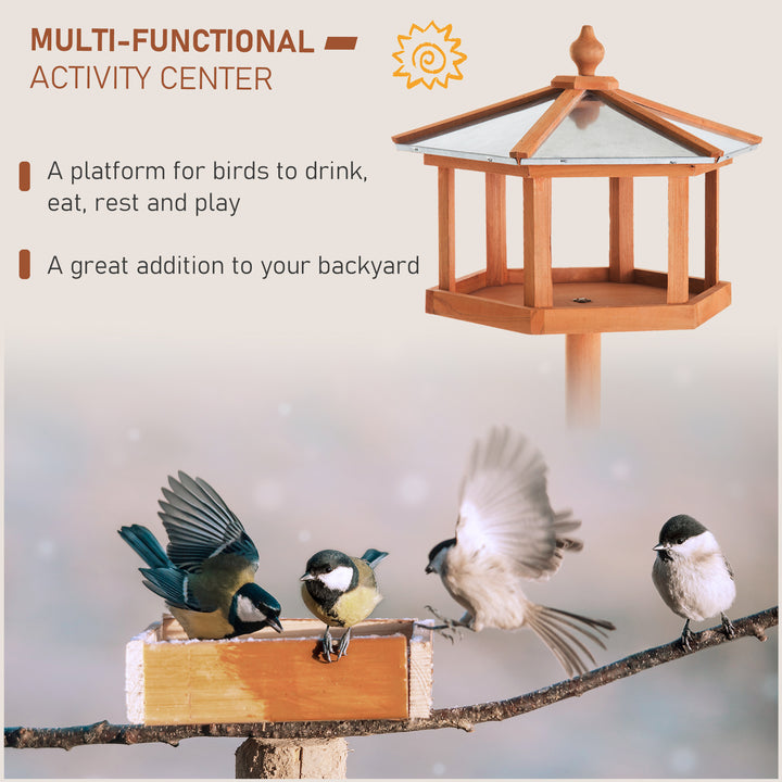 Portable Wooden Bird Feeder Station with Stand for Outdoor Use