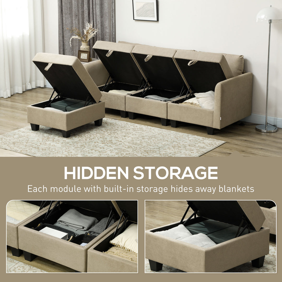 Convertible Modular Sectional Sofa with Storage