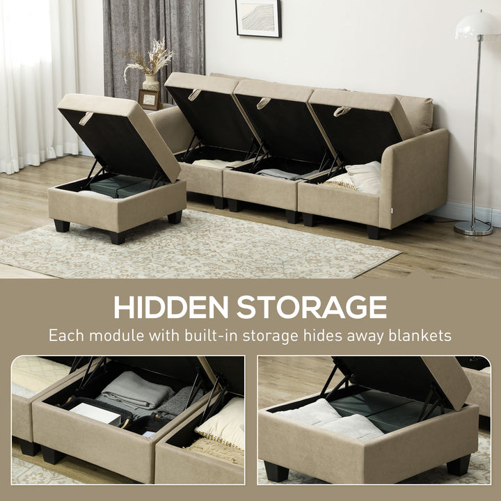 Convertible Modular Sectional Sofa with Storage