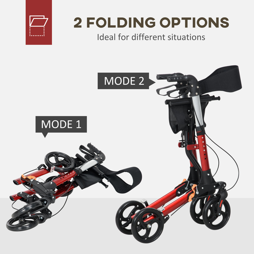 Folding Rollator Walker w/ Seat & Backrest