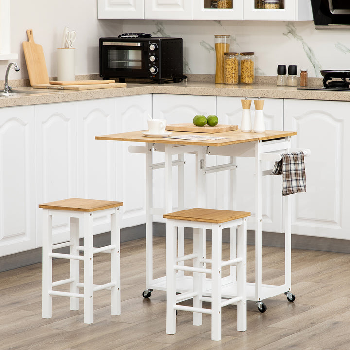 Kitchen Island Set with 2 Stools