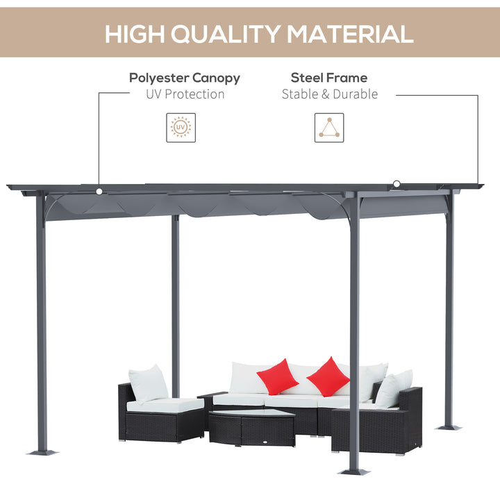 3.5M X 3.5M Metal Pergola Gazebo Awning Retractable Canopy Outdoor Garden Sun Shade Shelter Marquee Party BBQ