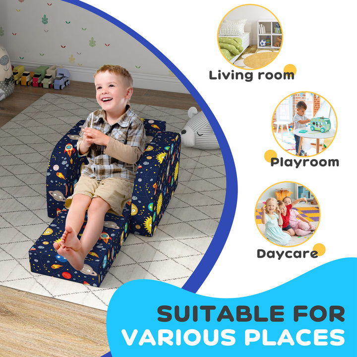 Foldable Toddler Chair Soft Snuggle Sponge Filled for Bedroom Playroom