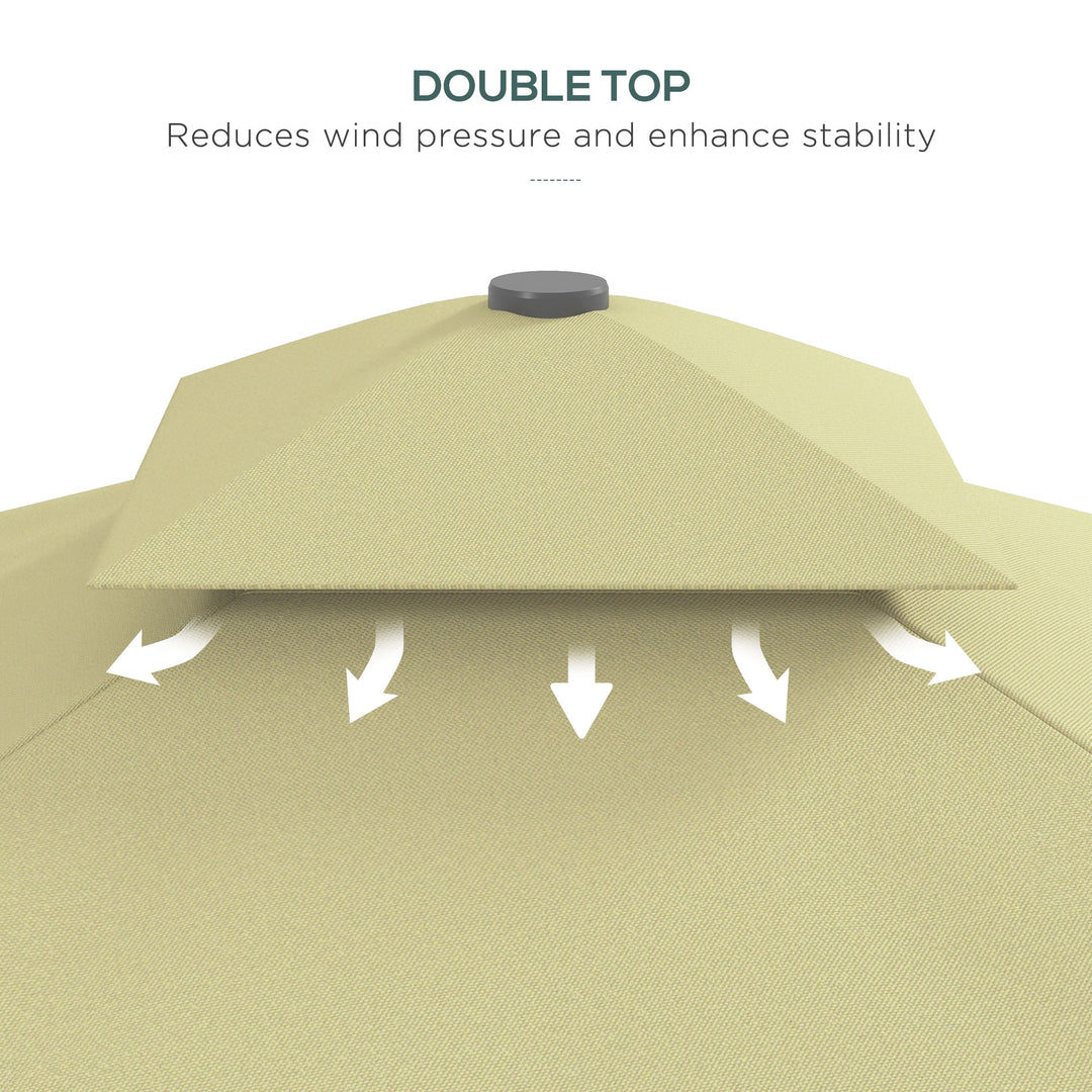 2.5m Square Double Top Garden Parasol Cantilever Umbrella with Ruffles