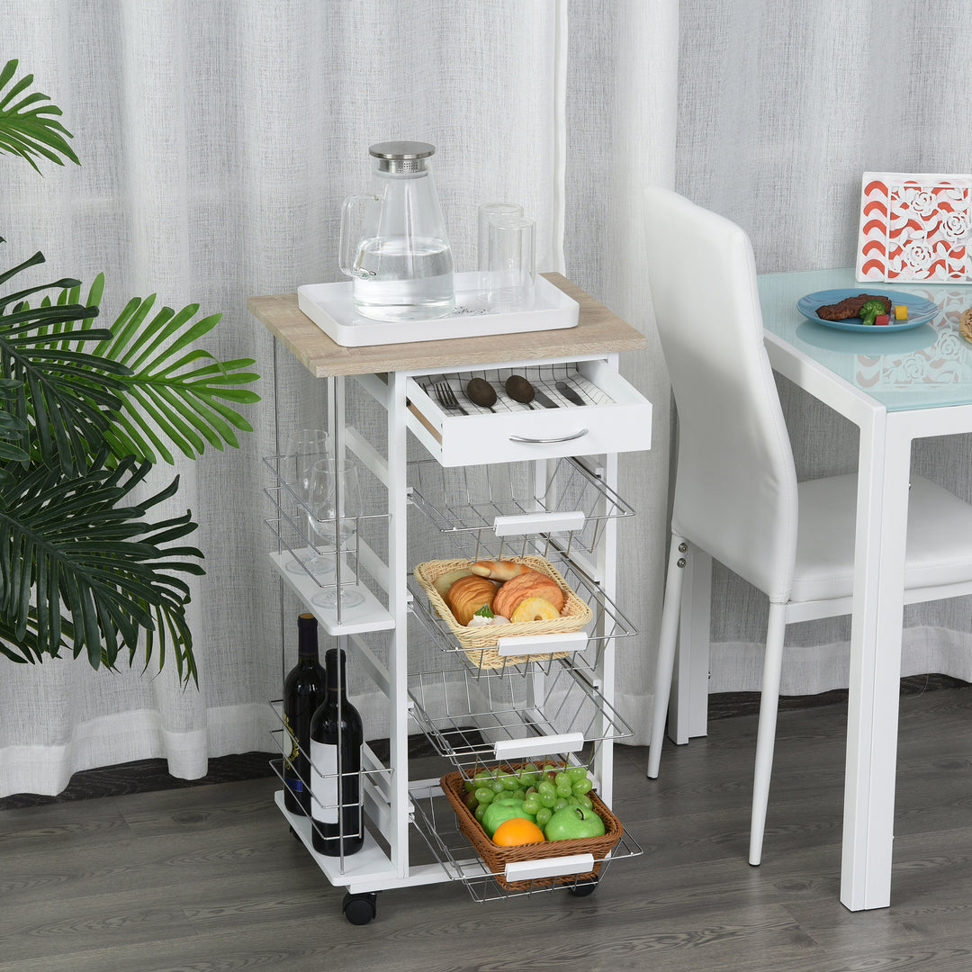 Kitchen Caddy: Movable Storage Marvel with Baskets & Racks