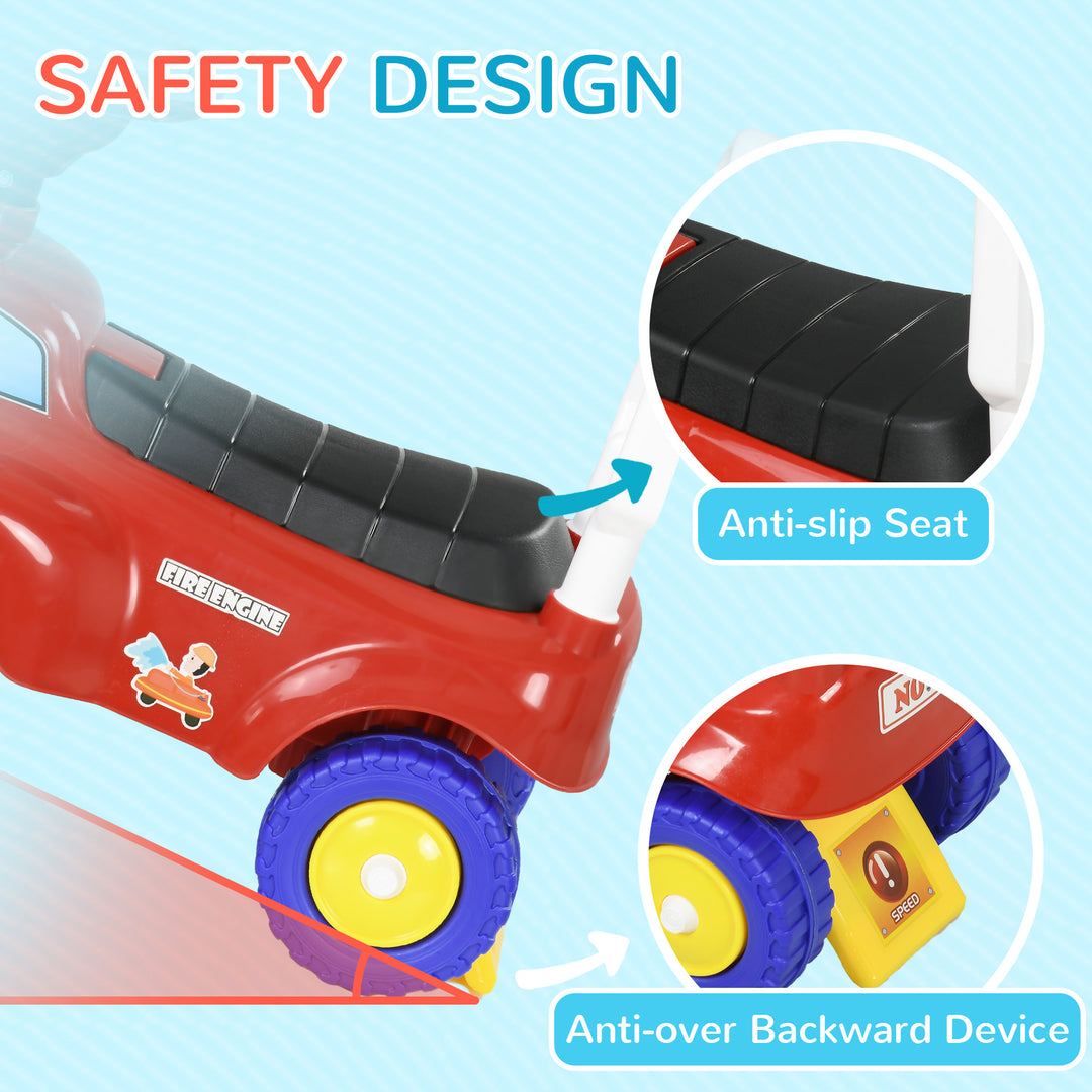 Ride On Fire Truck Foot to Floor Design with Under Seat Storage