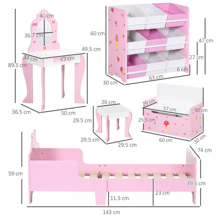 5PCs Kids Bedroom Furniture Set w/ Bed