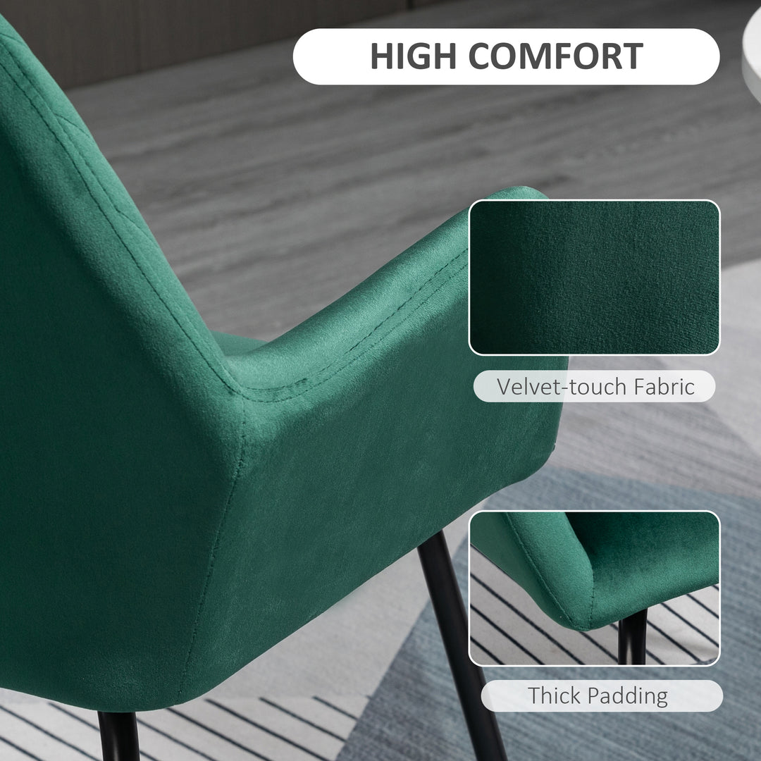 Modern Arm Chair Upholstered Accent Chair with Metal Base for Living Room Green