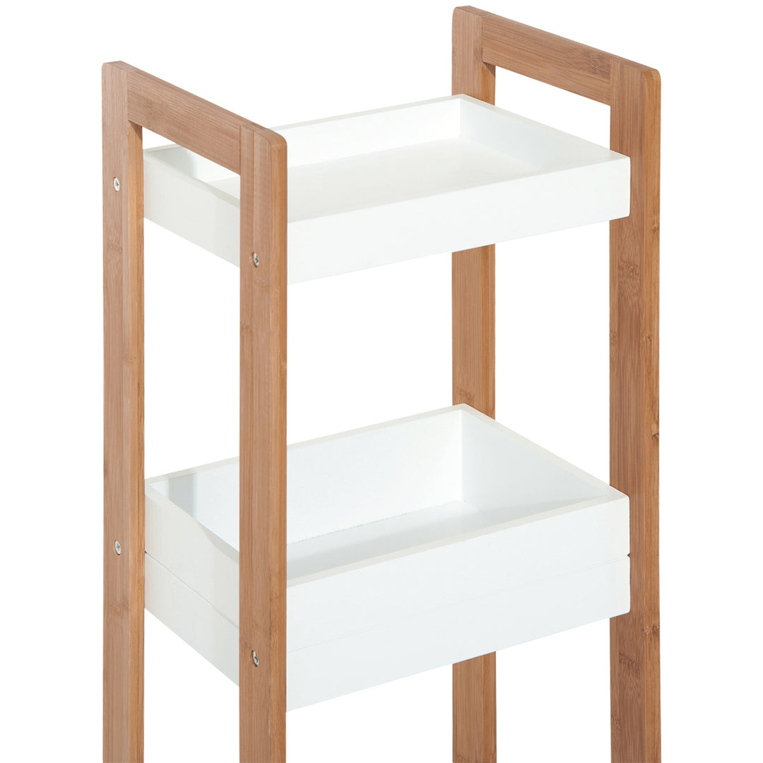 HOMCOM Bamboo Bathroom Caddy: Tiered Organiser for Compact Spaces, Shower Shelving Unit Aosom UK