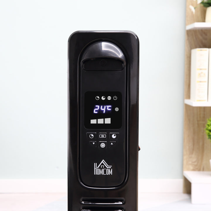 2720W Digital Display Oil Filled Radiator 11Fin Portable Electric Heater w/ Built-in Timer Three Heat Settings Remote Control