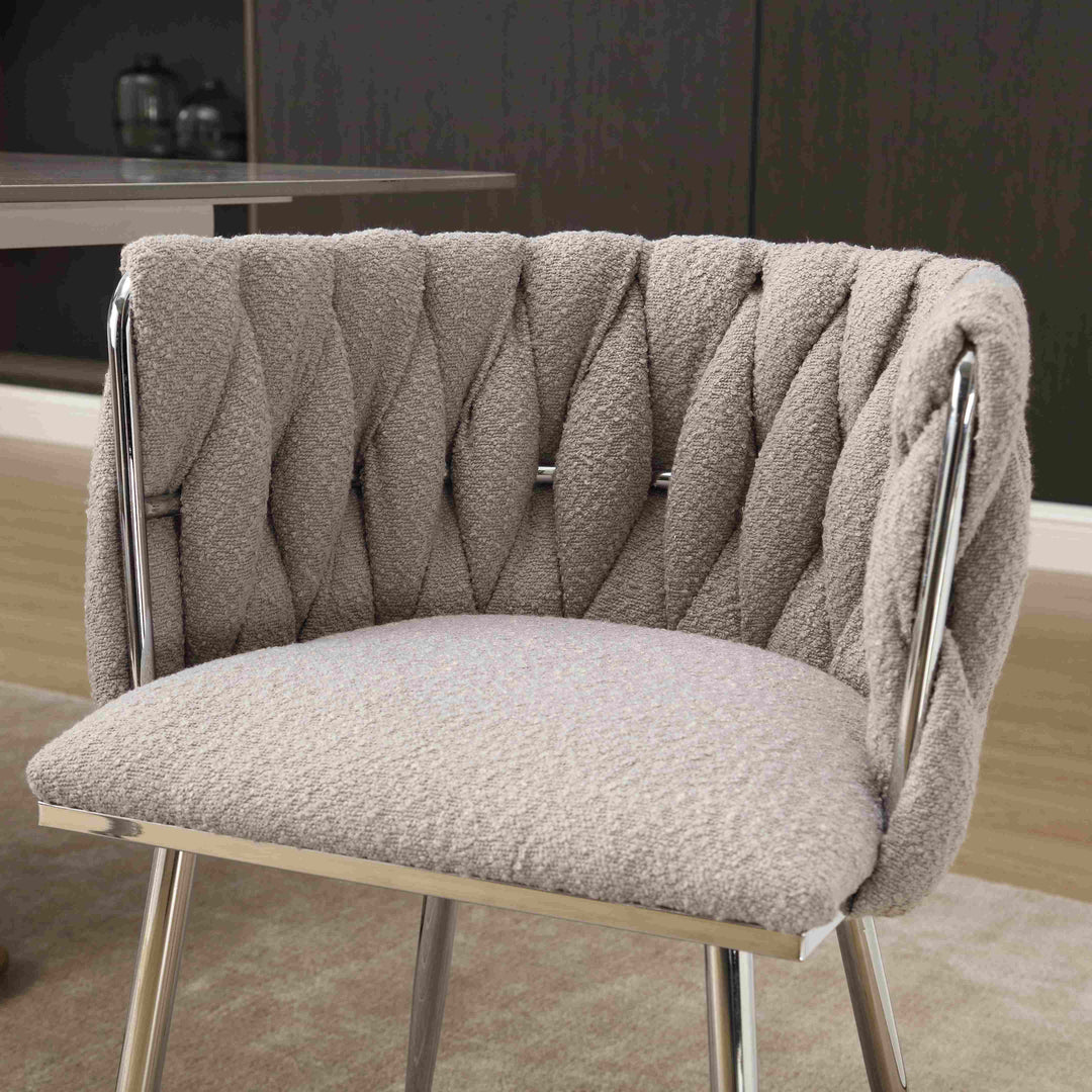 Set of 2 Hand-Woven Dining Chairs, Grey