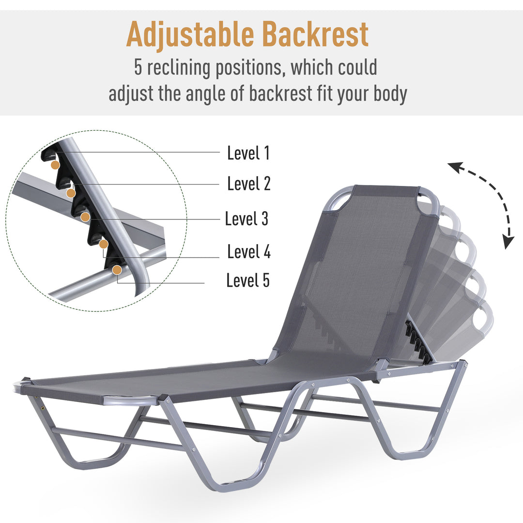 Sunbathing Recliner: Lightweight Poolside Lounger with 5-Position Backrest