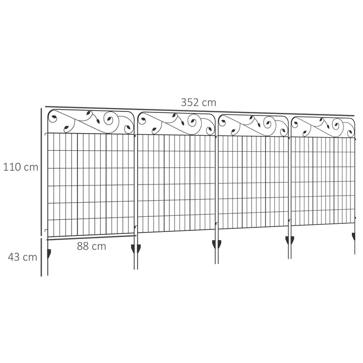 4PCs 43in x 11.5ft Decorative Fence Panels