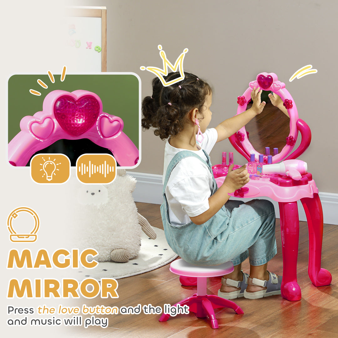 Kids Dressing Table with Mirror and Stool