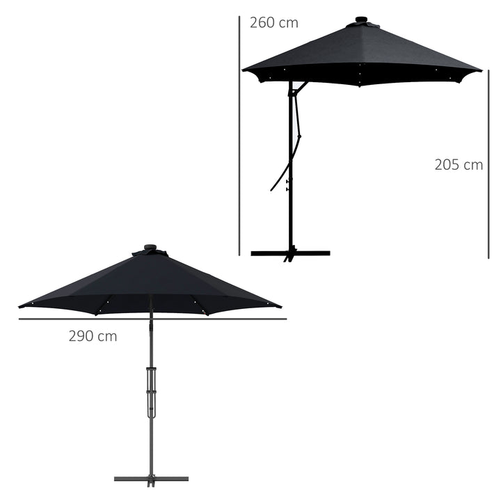 Waterproof 3(m) Garden Parasol Cantilever Umbrella with Solar LED