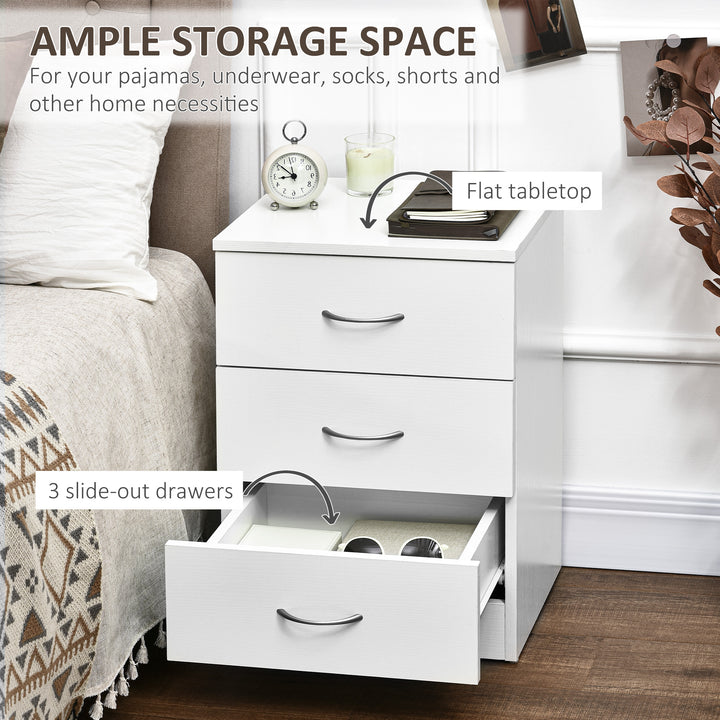 HOMCOM Three-Drawer Simple Bedside Table - White Aosom UK