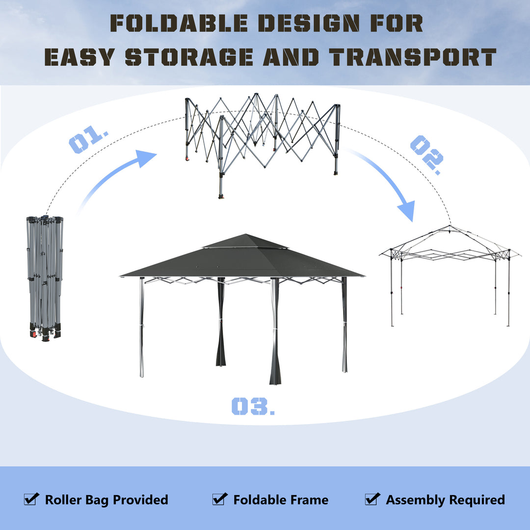 4 x 4m Pop-up Gazebo Double Roof Canopy Tent with Roller Bag & Adjustable Legs Outdoor Party