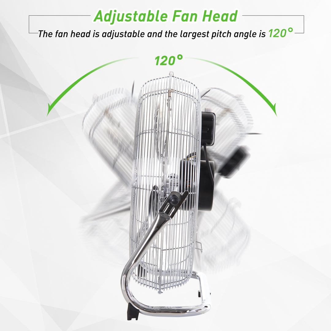 High-Velocity Floor Fan: 20" Chrome Metal