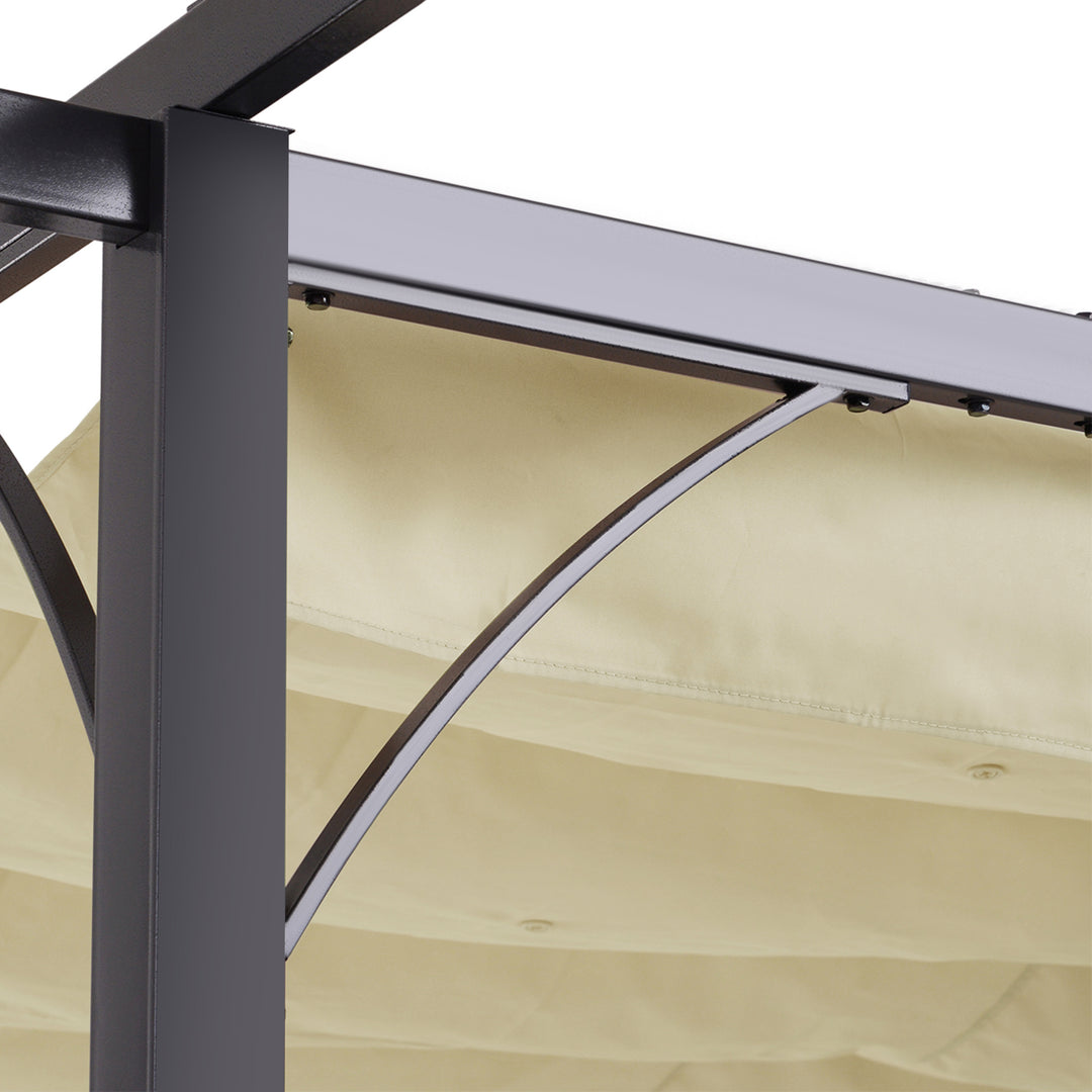 3 x 3(m) Metal Pergola Gazebo Awning Retractable Canopy Outdoor Garden Sun Shade Shelter Marquee Party BBQ Beige