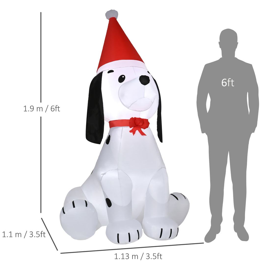 1.8m Inflatable Christmas Puppy Dog Wearing Santa Hat Lighted Outdoor Decoration Blow Up Decor for Holiday Indoor