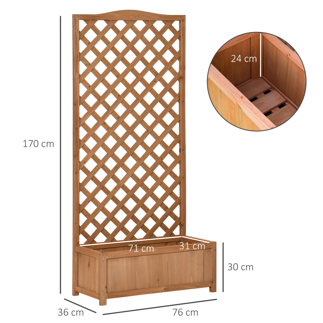 Garden Wooden Planter Box with Trellis Free Standing Flower Raised Bed with Lattice for Climbing Plants