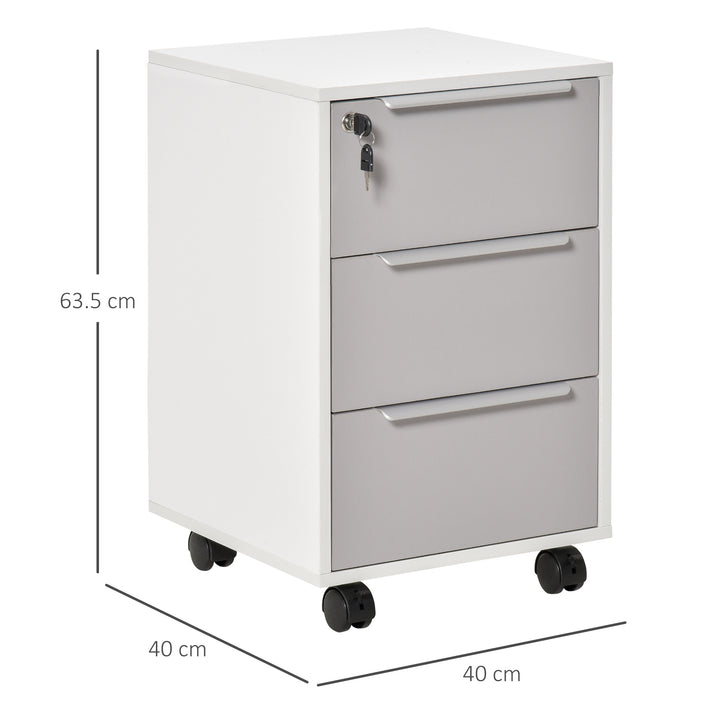 Mobile 3-Drawer Locking File Cabinet