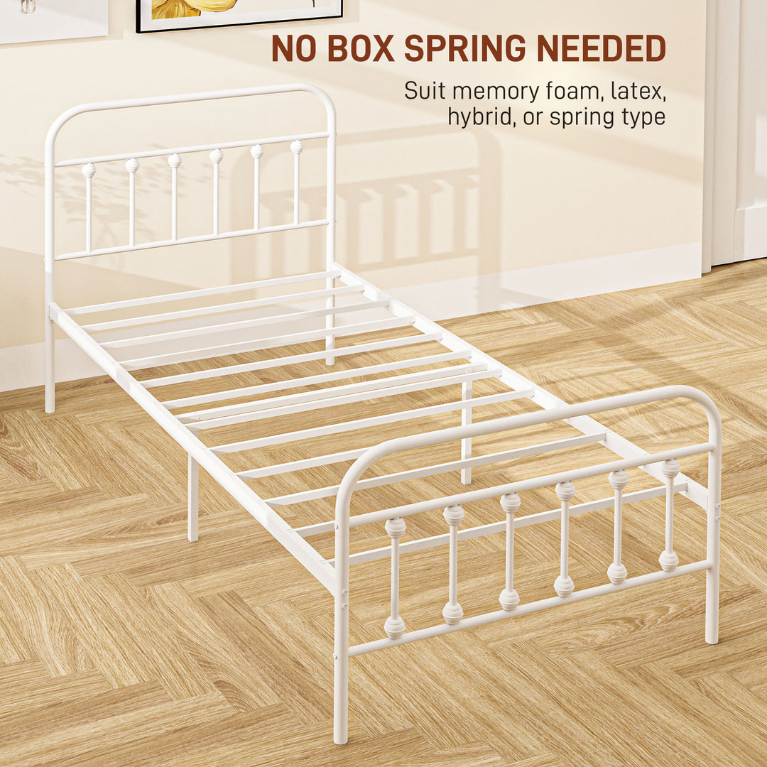 Single Minimalistic Metal Bed Frame - White