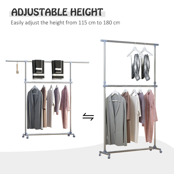 Heavy Duty Garment Rail Clothes Hanger on Wheels