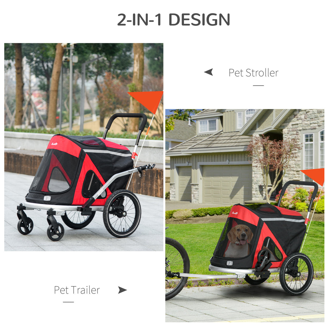 Aluminium 2-in-1 Foldable Dog Bike Trailer & Pet Stroller for Medium Dogs