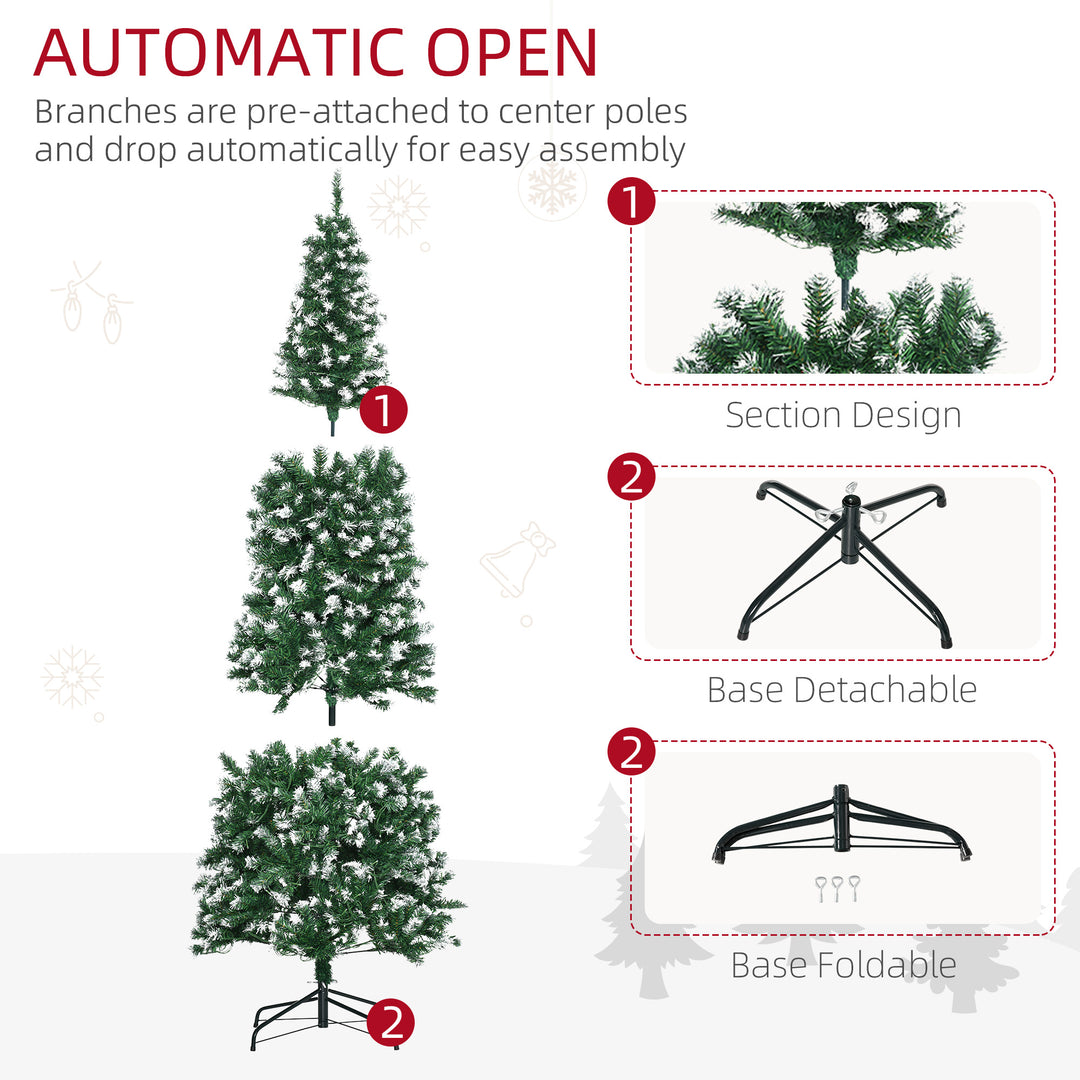 7' Tall Prelit Pencil Slim Artificial Christmas Tree w/ Realistic Branches