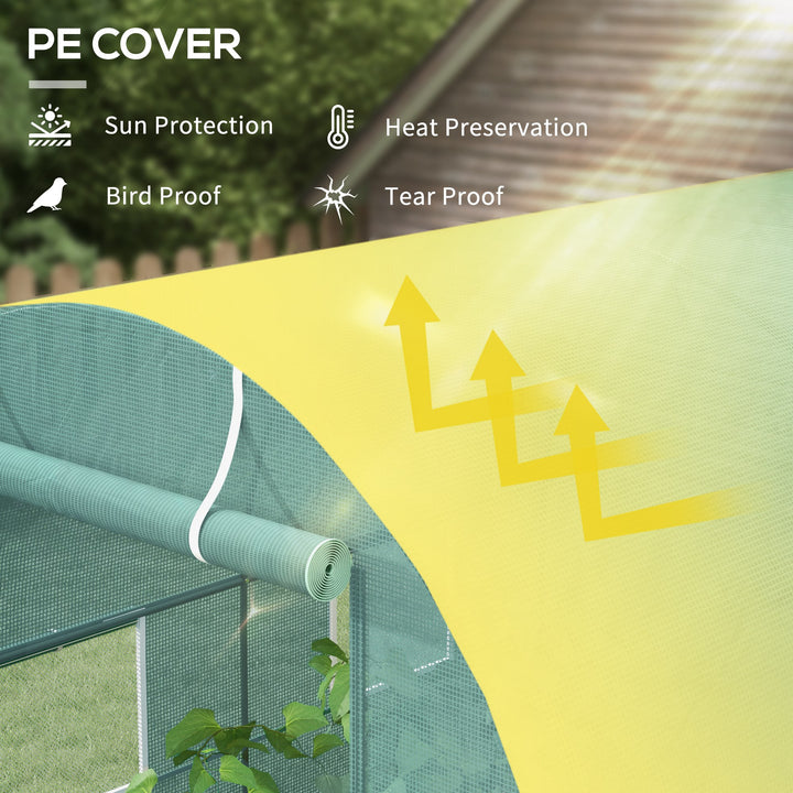 Walk-In Greenhouse Reinforced Polytunnel Greenhouse Garden Plants Grow Waterproof Cover Galvanised Base w/ Slide Door