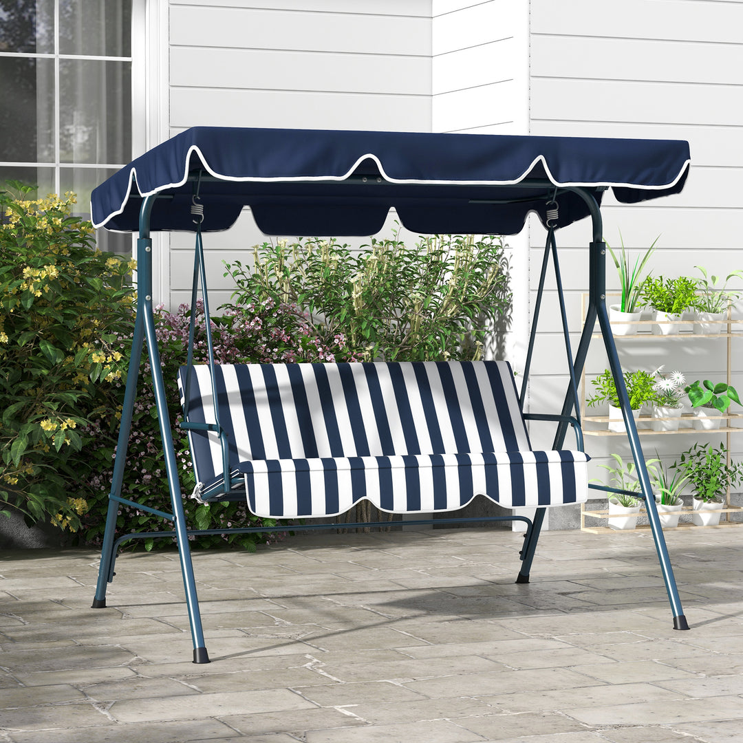 3-Seat Swing Chair Garden Swing Seat with Adjustable Canopy for Patio