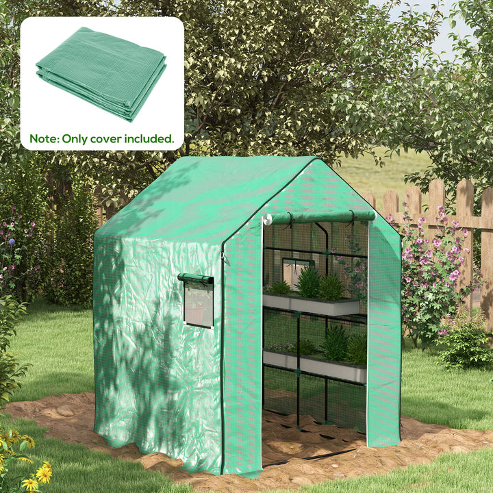 Greenhouse Cover Replacement Walk-in PE Hot House Cover with Roll-up Door and Windows