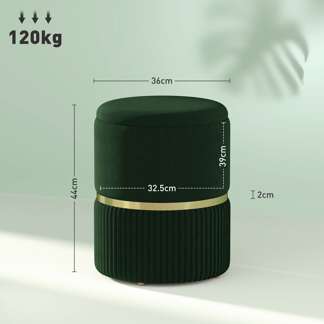 Velvet-Feel Storage Ottoman - Green