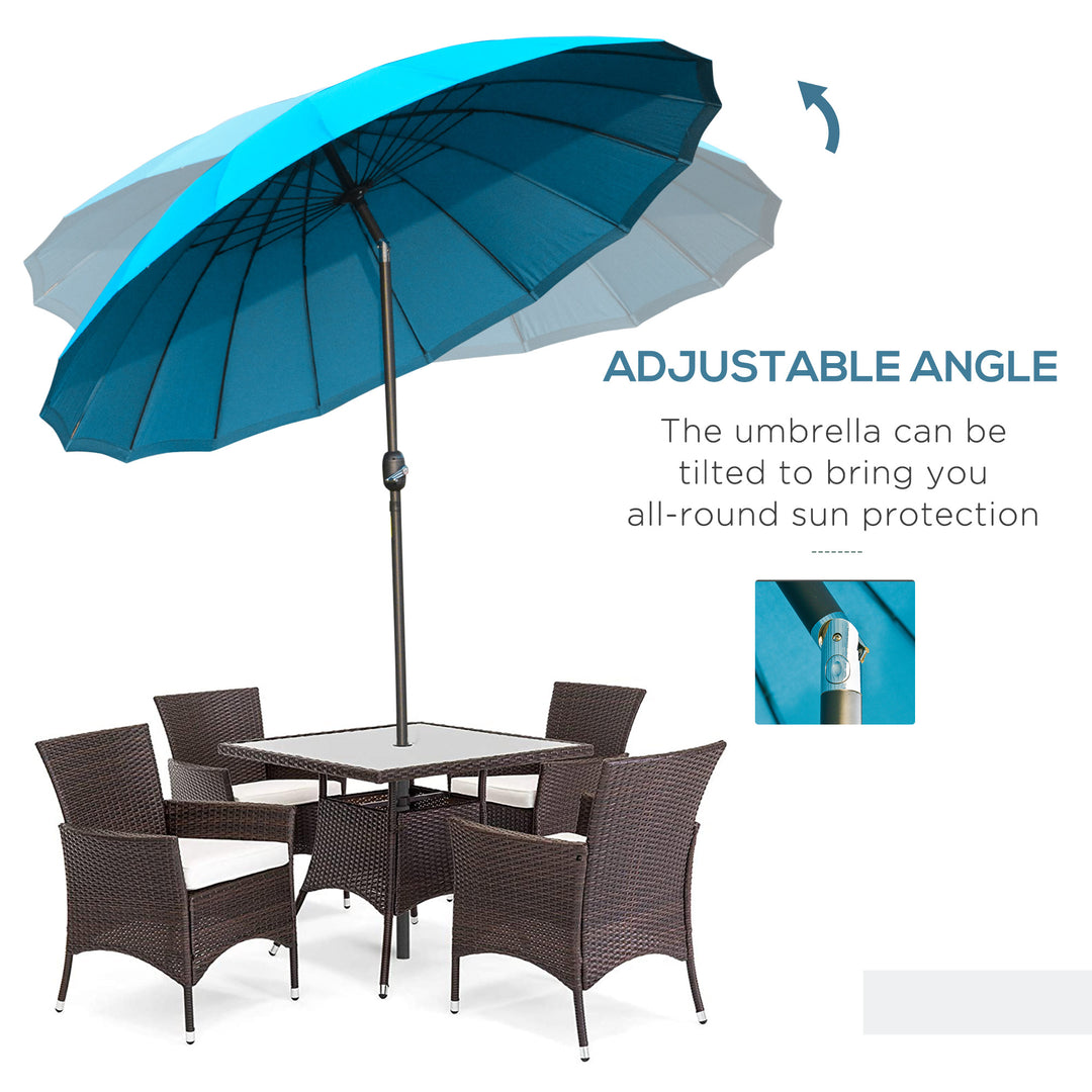 Waterproof Push-Tilt Garden Parasol: 2.55m Crank Umbrella with Ribs