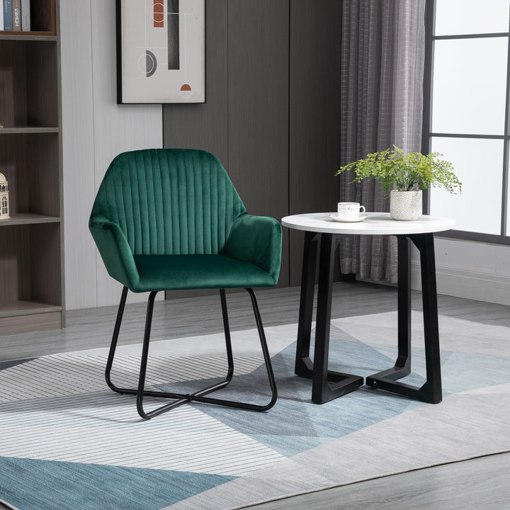 Modern Arm Chair Upholstered Accent Chair with Metal Base for Living Room Green