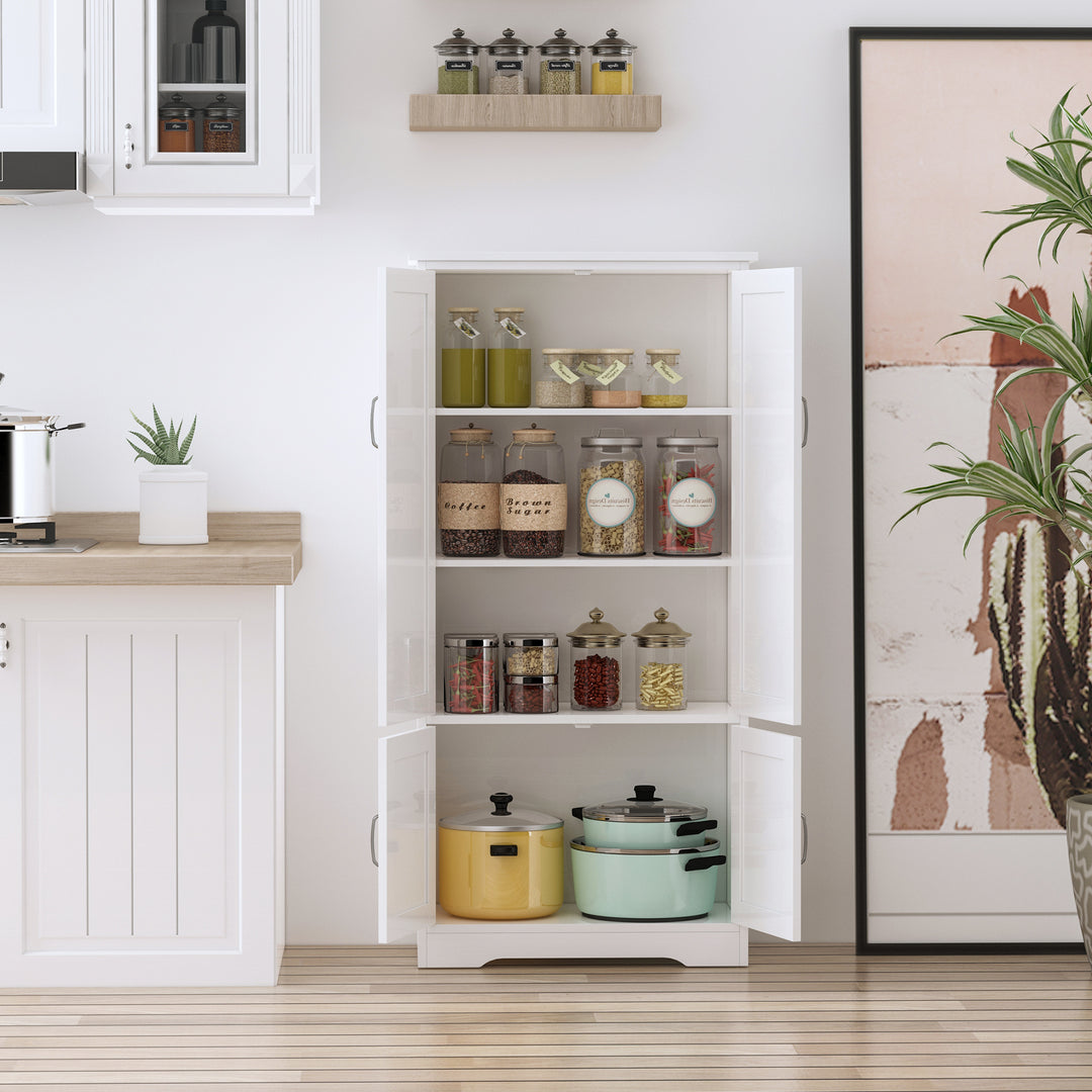 Accent Floor Storage Cabinet Kitchen Pantry with Adjustable Shelves and 2 Lower Doors