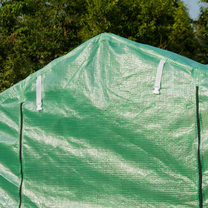 Galvanised Frame Polytunnel Greenhouse with Windows and Door for Garden