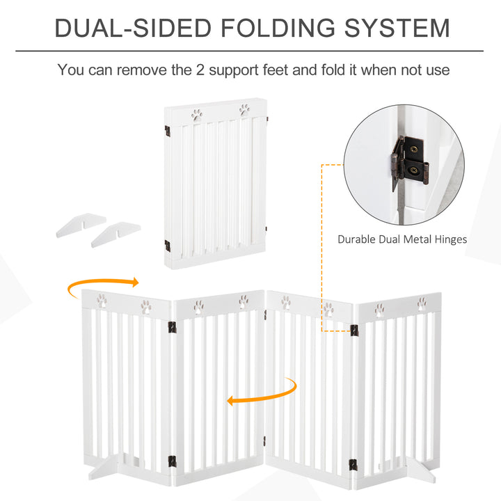 Foldable Wooden Pet Barrier: 4-Panel Safeguard for Doorways & Stairs