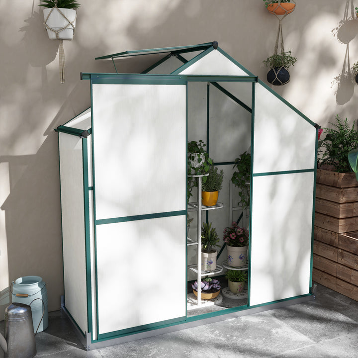 6 x 2.5ft Polycarbonate Greenhouse Walk-In Green House with Rain Gutter