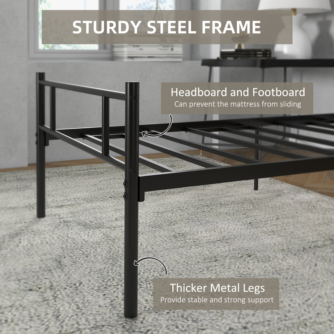 Single Metal Bed Frame with Headboard and Footboard