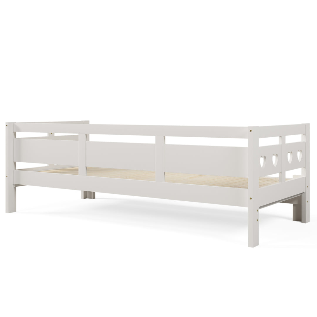 Heart-Shaped Wooden Daybed Frame with Pull-Out Trundle