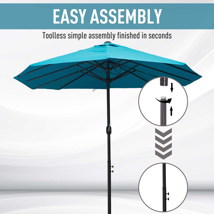 Waterproof 4.6m Double-Sided Patio Parasol Sun Umbrella-Blue