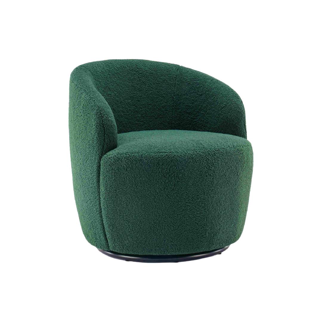 Teddy Fabric Ergonomic Swivel Chair, Dark Green