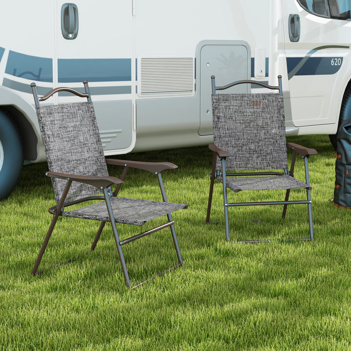 Portable Patio Perches: Folding Mesh Chairs with Armrests for Camping Comfort