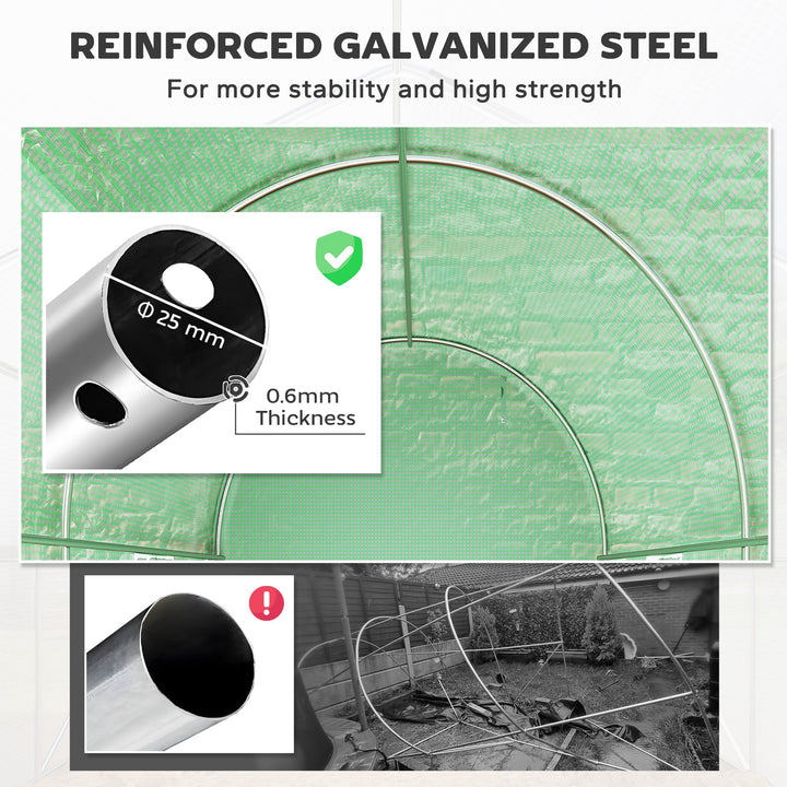 300 x 195cm Walk-In Tunnel Greenhouse - Green