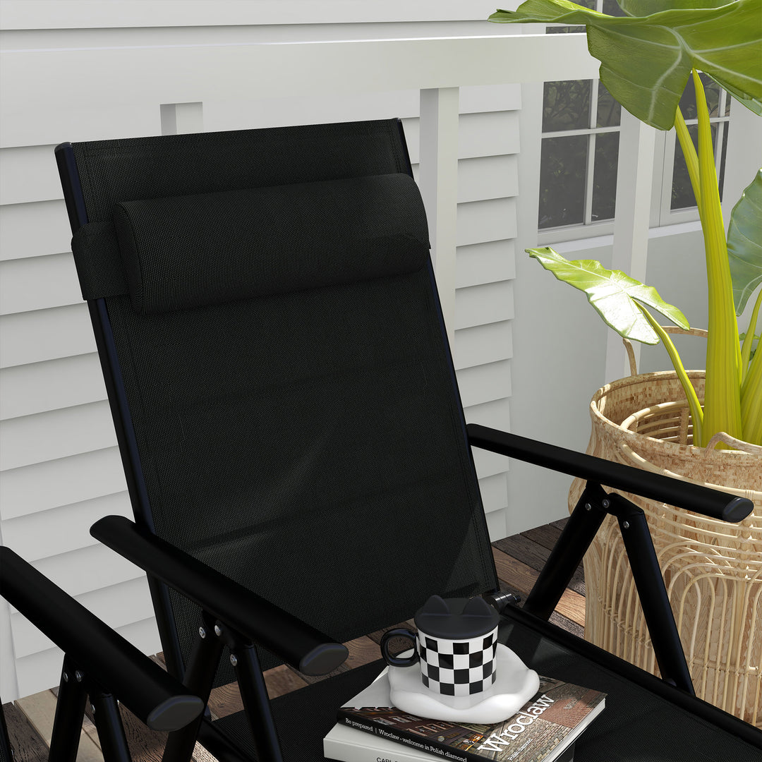 Patio Folding Chairs Set of 2 with Adjustable Back